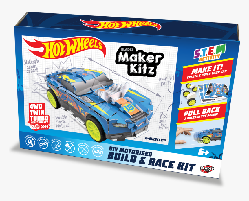 Hot Wheels Maker Kitz - Hot Wheels Maker Kitz Build Race Kit Blue, HD Png Download, Free Download