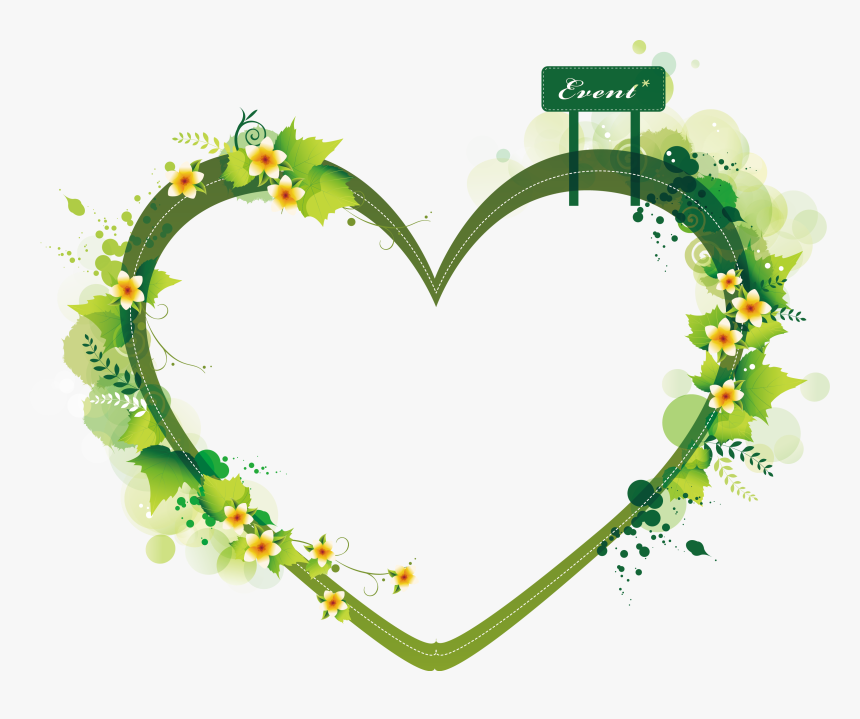 Border Vector Summer - Green Heart Shape Clipart, HD Png Download, Free Download