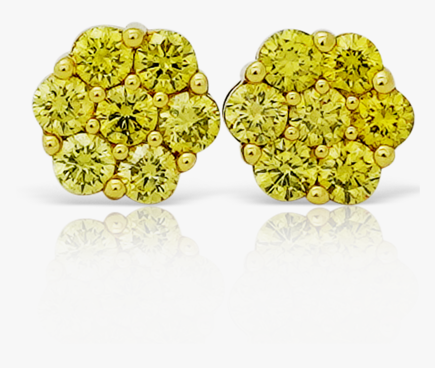 10k Yellow Gold Flower Canary Diamonds - Earrings, HD Png Download, Free Download