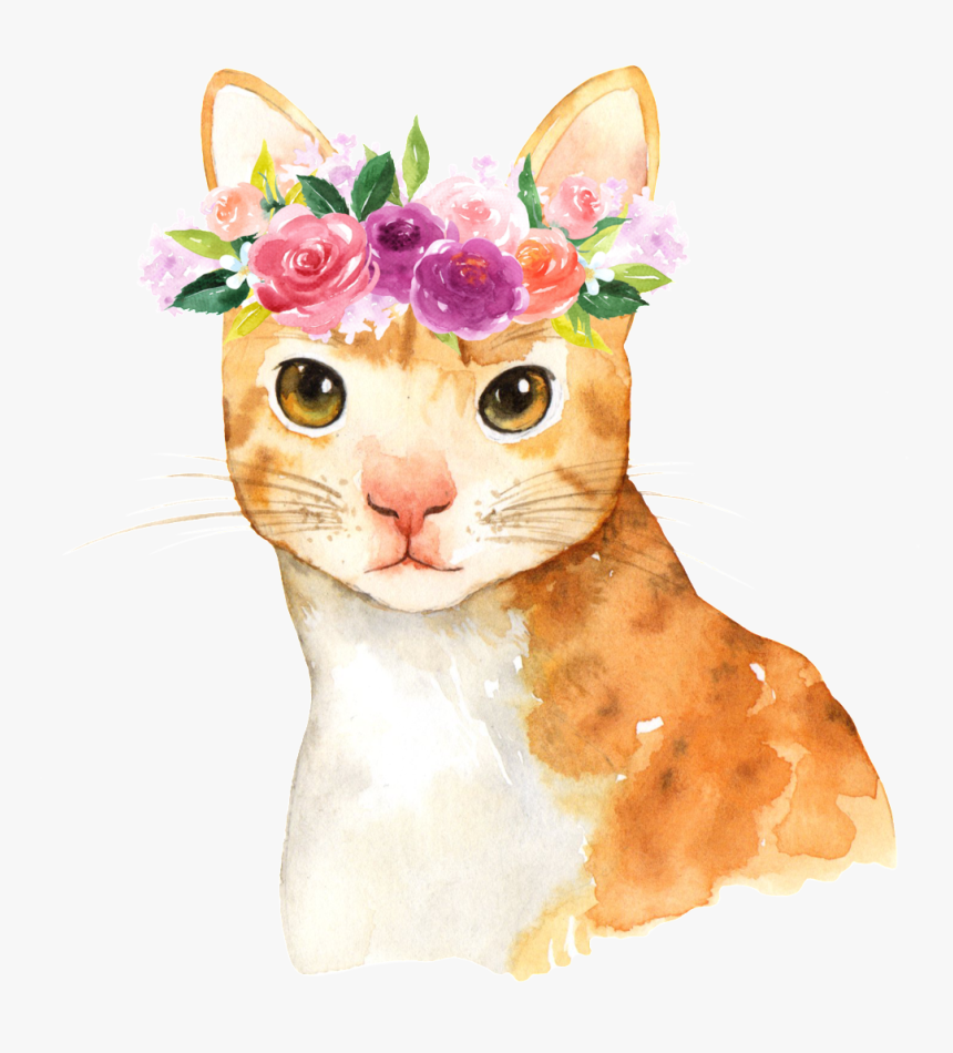 This Graphics Is Hand Painted Cute Cartoon Cat Png - Happy Birthday Cards Watercolor, Transparent Png, Free Download