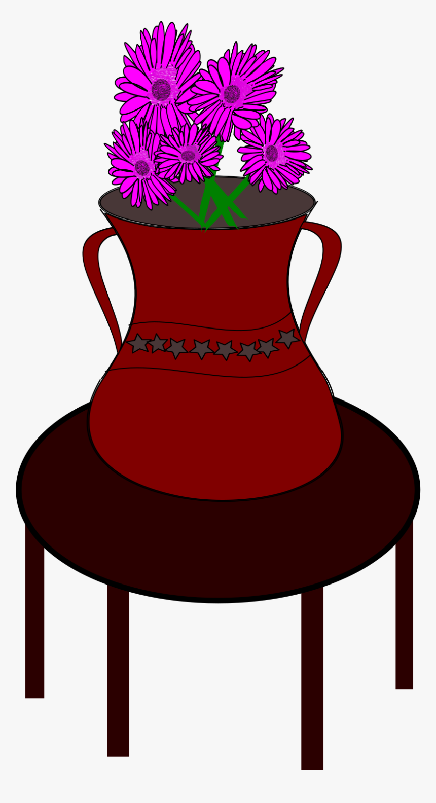 Flower Vase Clip Arts - Flower Vase On The Table, HD Png Download, Free Download