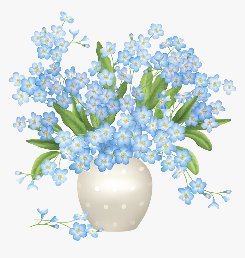 Blue Flowers Vase Png Clipart - Blue Flowers Blossom Gif, Transparent Png, Free Download