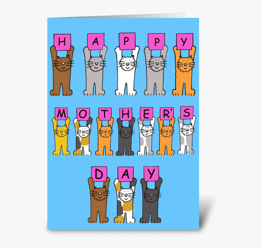 Cartoon Cats Happy Mother"s Day Greeting Card - Happy Mother's Day Cartoon Cats, HD Png Download, Free Download