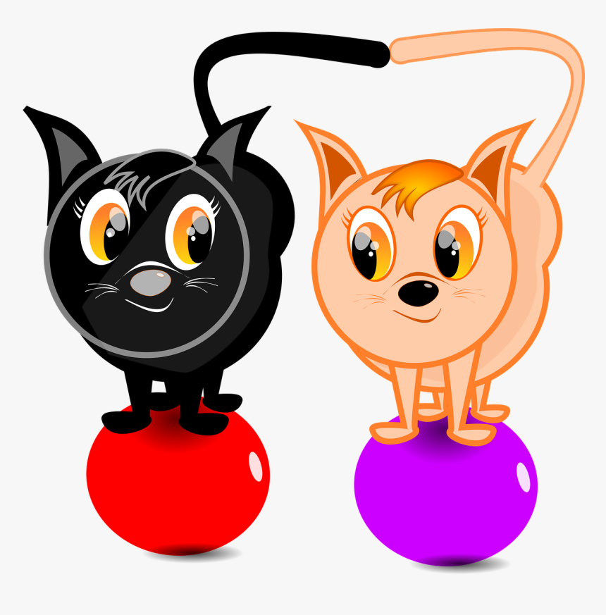 Ball Cartoon Cat Free Picture - Cat With A Ball Cartoon, HD Png Download, Free Download