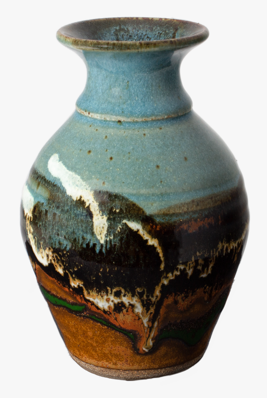 Turquoise-brown Handmade Pottery Flared Vase Front - Earthenware, HD Png Download, Free Download