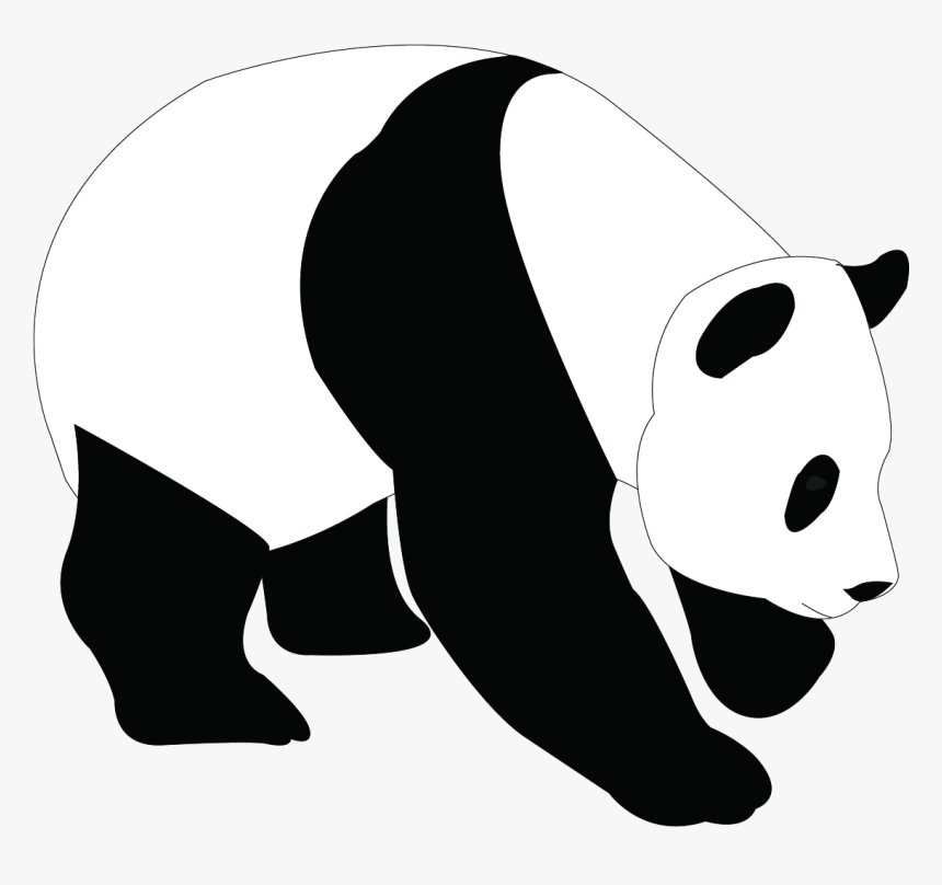 Panda Silhouette Png - Panda Bear Line Art, Transparent Png, Free Download