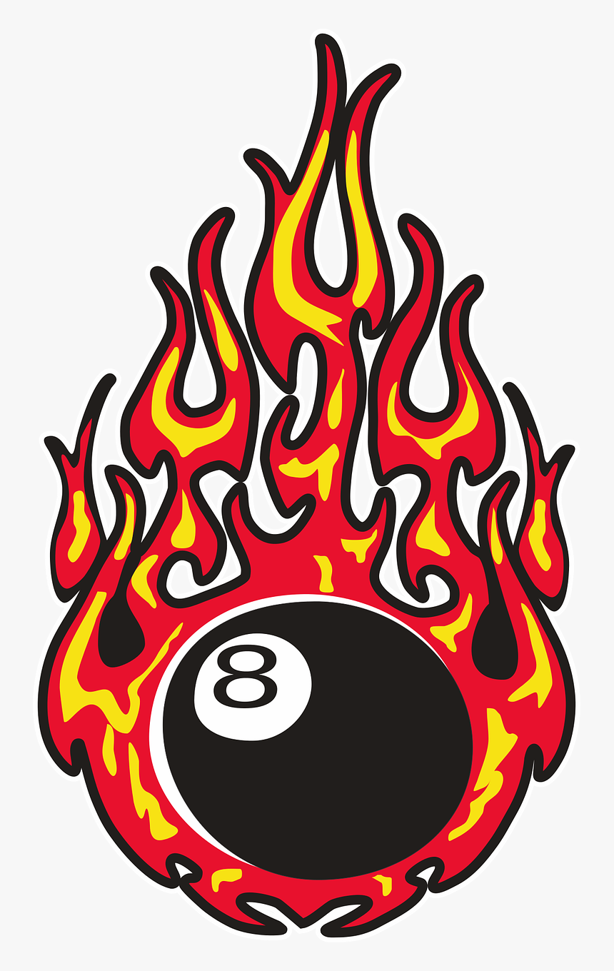 Eightball, Fire, Burning - 8 Ball On Fire Drawing, HD Png Download, Free Download