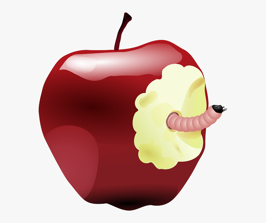 Apple With Worm Svg Clip Arts - Apple With Worm, HD Png Download, Free Download