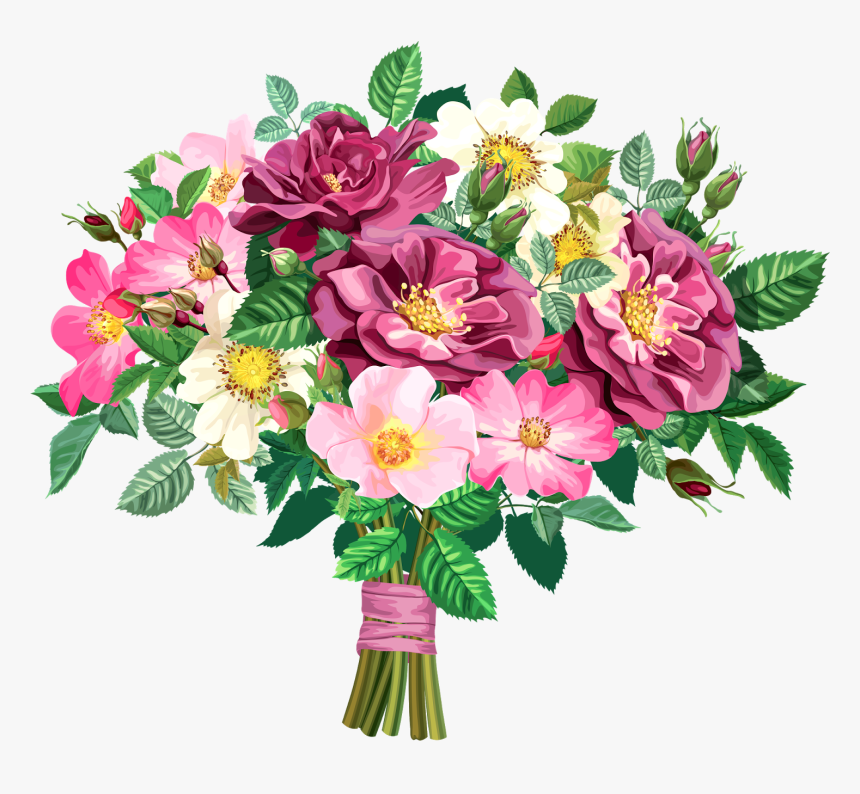 Pink Rose Clipart Flower Bouquet - Clipart Bouquet Flower Png, Transparent Png, Free Download