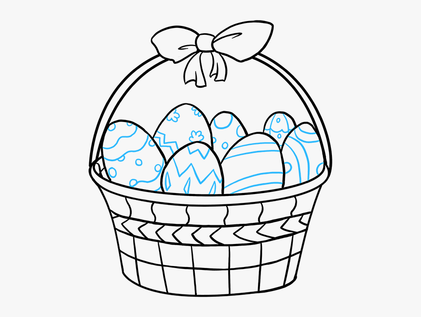 Easter Basket With Eggs Drawing - Dibujo De Una Canasta, HD Png Download, Free Download