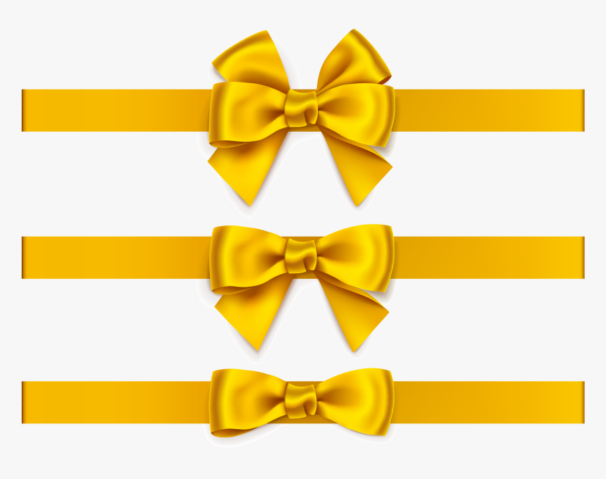 And Gold Bow Euclidean Vector Arrow Ribbon Clipart - Noeud Jaune Avec Le Ruban Horizontal, HD Png Download, Free Download