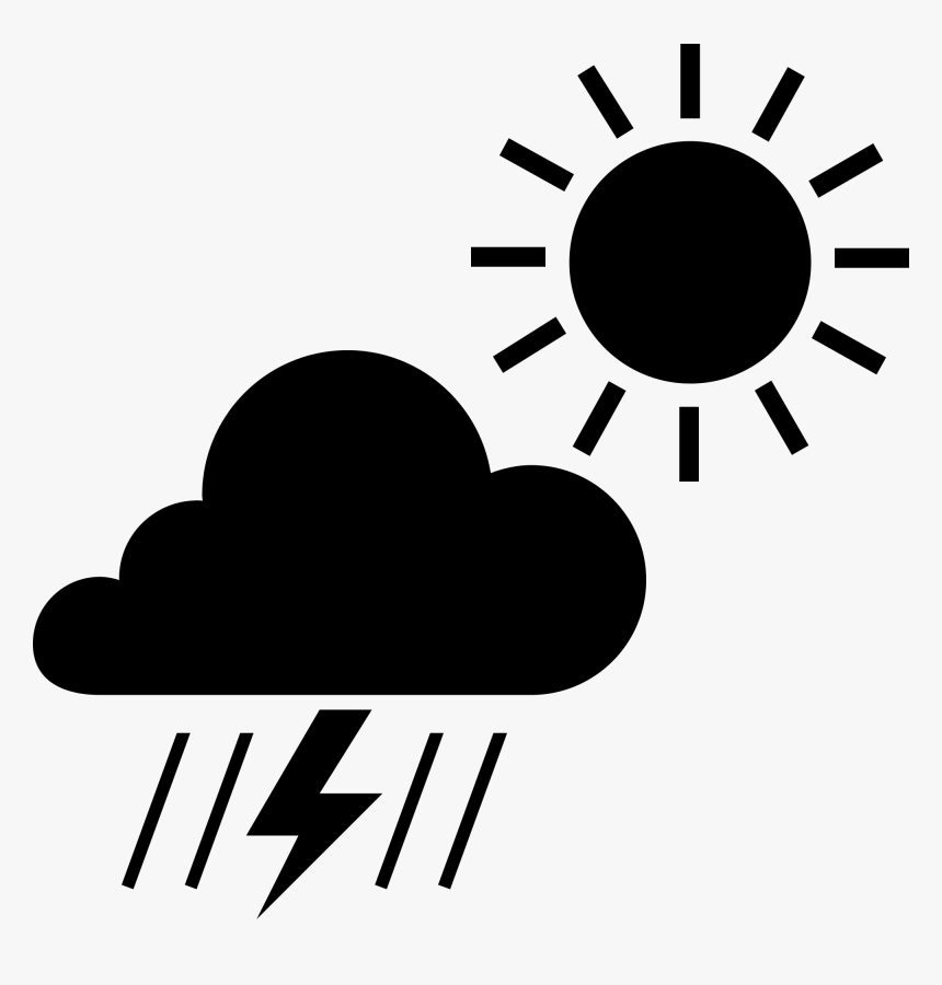 Scattered Thunderstorms Clipart Image - Black Transparent Sun Icon, HD Png Download, Free Download