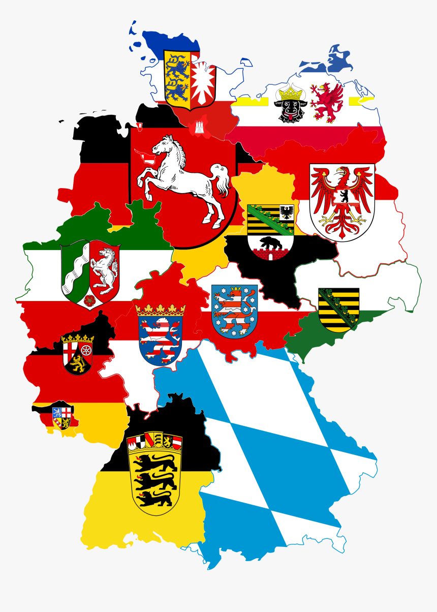 Map Of Germany With Flags, HD Png Download, Free Download