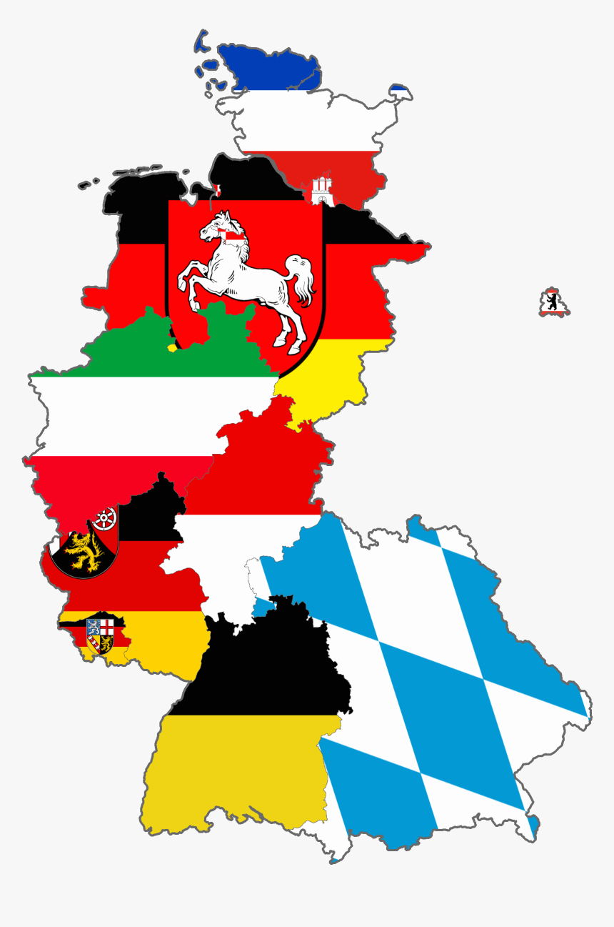 Flag Map Of West Germany - German State Flag Map, HD Png Download, Free Download