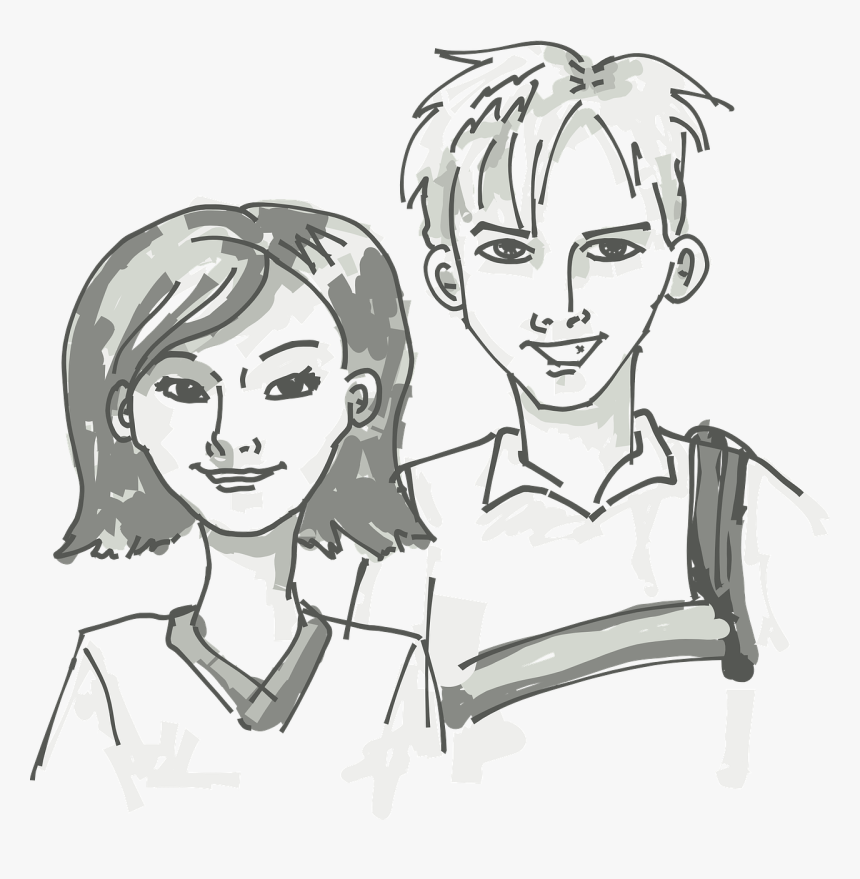 Brother And Sister Clipart Black And White, HD Png Download, Free Download