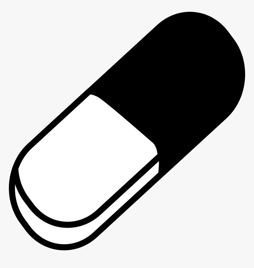 Medicine Pill Svg Clip Arts - Black And White Medicine Pill, HD Png Download, Free Download
