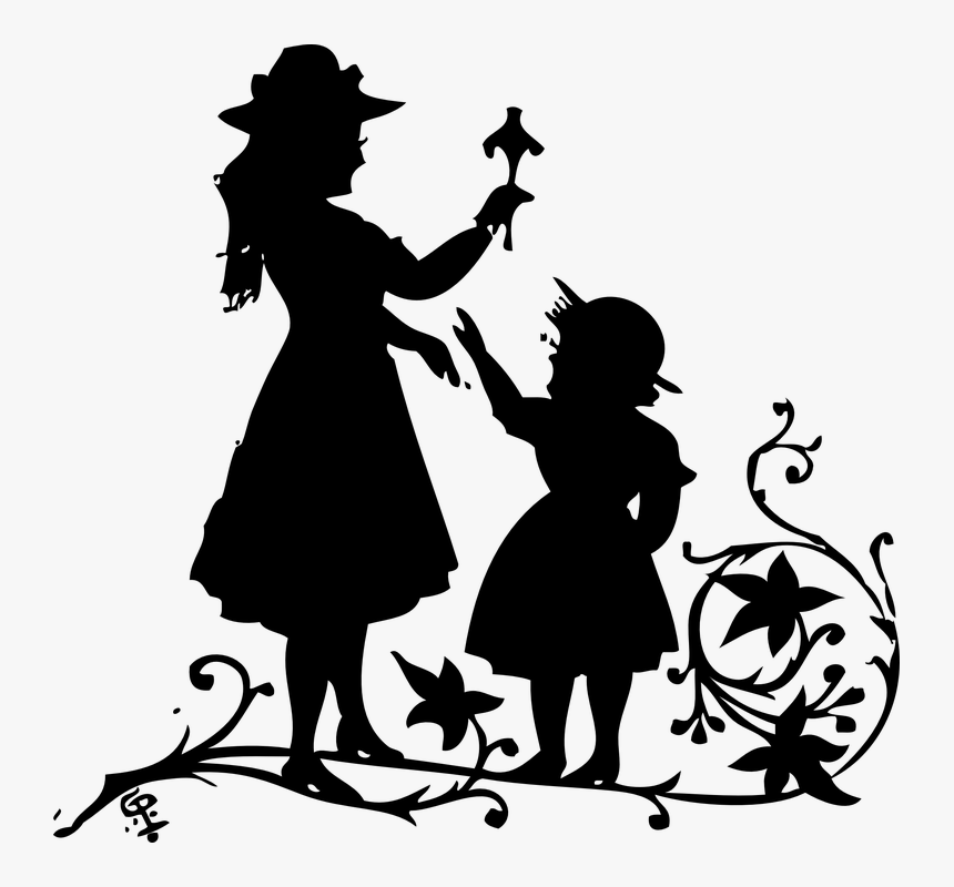 Mother Child Silhouette Clip Art Mother Love Black And White Clipart Hd Png Download Kindpng