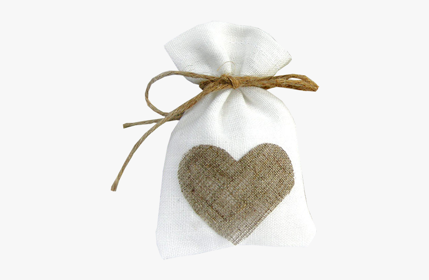 Cute Jute Wedding Favour Bag With Heart - Heart, HD Png Download, Free Download