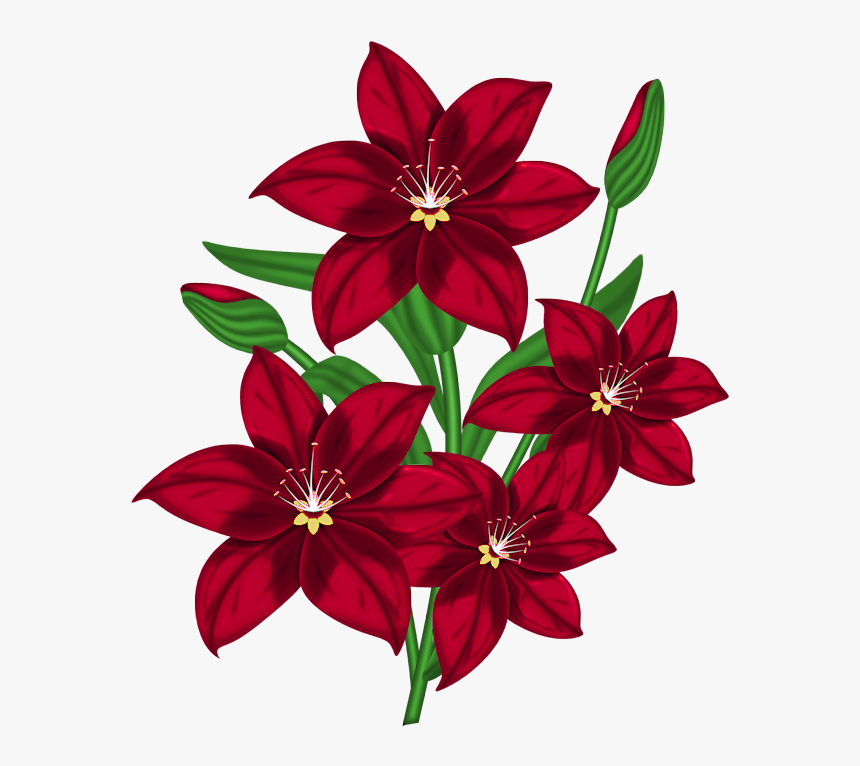 Red Flower Clipart Transparent - Flower Designs On Chart, HD Png Download, Free Download