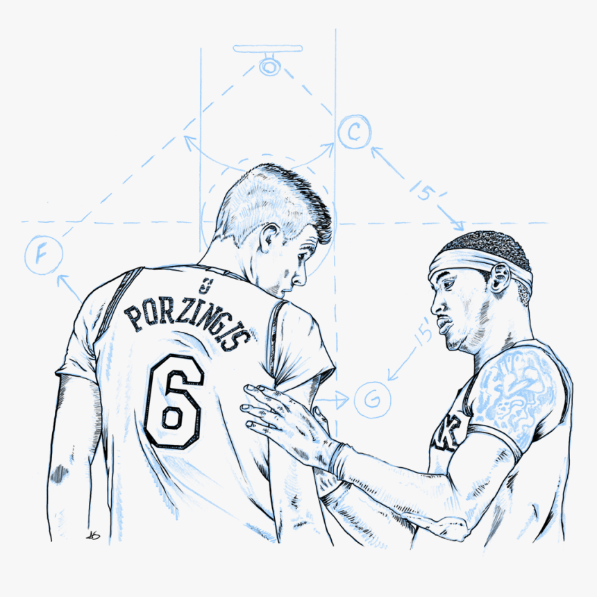 What Have You Learned Playing With Carmelo Anthony - Kristaps Porzingis Drawing, HD Png Download, Free Download