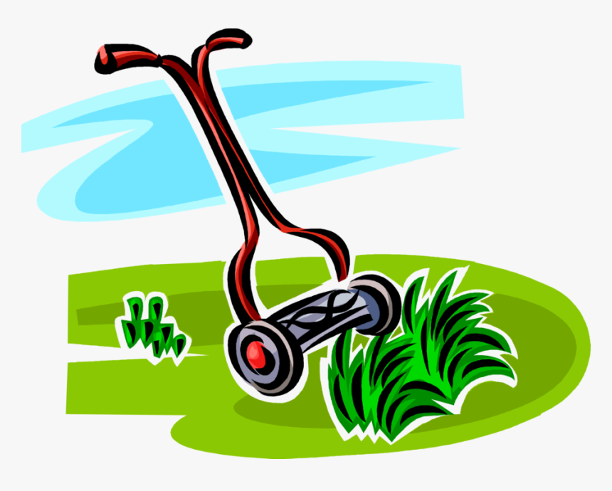 Vector Illustration Of Yard Work Push Lawn Mower Cuts - Cutting Grass Clip Art, HD Png Download, Free Download