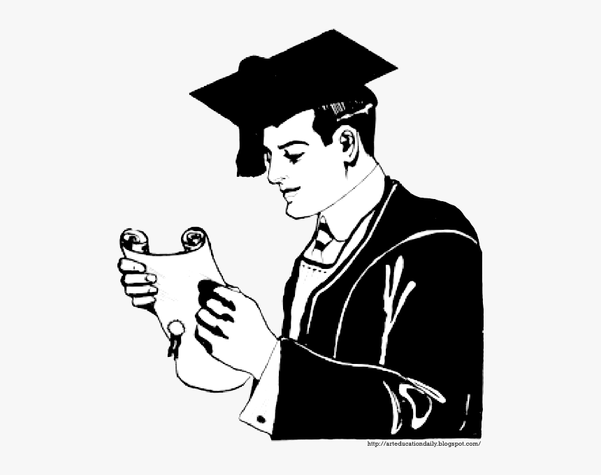 Graduation Cap Clipart 2016 - Drawing Of A Graduating Student, HD Png Download, Free Download