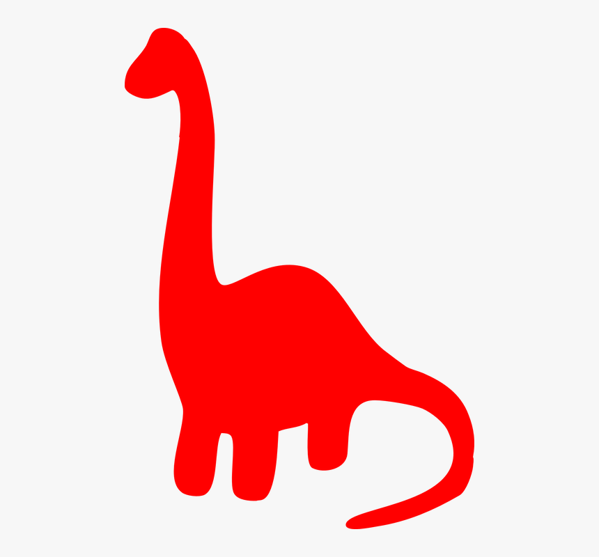Dinosaur, Red, Silhouette, Art, Cartoon, Animal - Long Neck Dinosaur Clipart, HD Png Download, Free Download