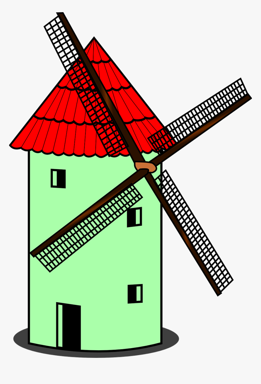 Windmill Dutch Netherlands Wind Energy - Cartoon Windmill Png, Transparent Png, Free Download