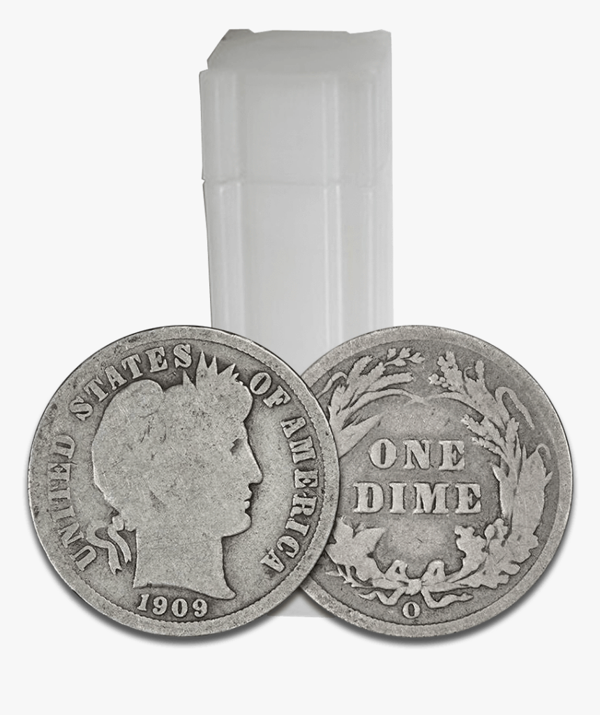 50-coin Circulated Barber Dime Rolls - Silver, HD Png Download, Free Download