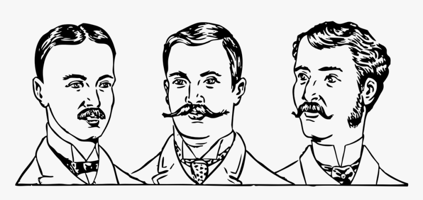 Men With Moustache Styles - Men Cartoon Black And White, HD Png Download, Free Download