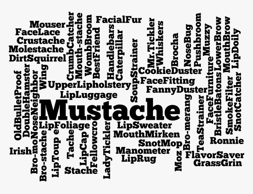 Mustache, Silhouette, Facial, Hair, Face, Upper Lip - Word Cloud .png, Transparent Png, Free Download