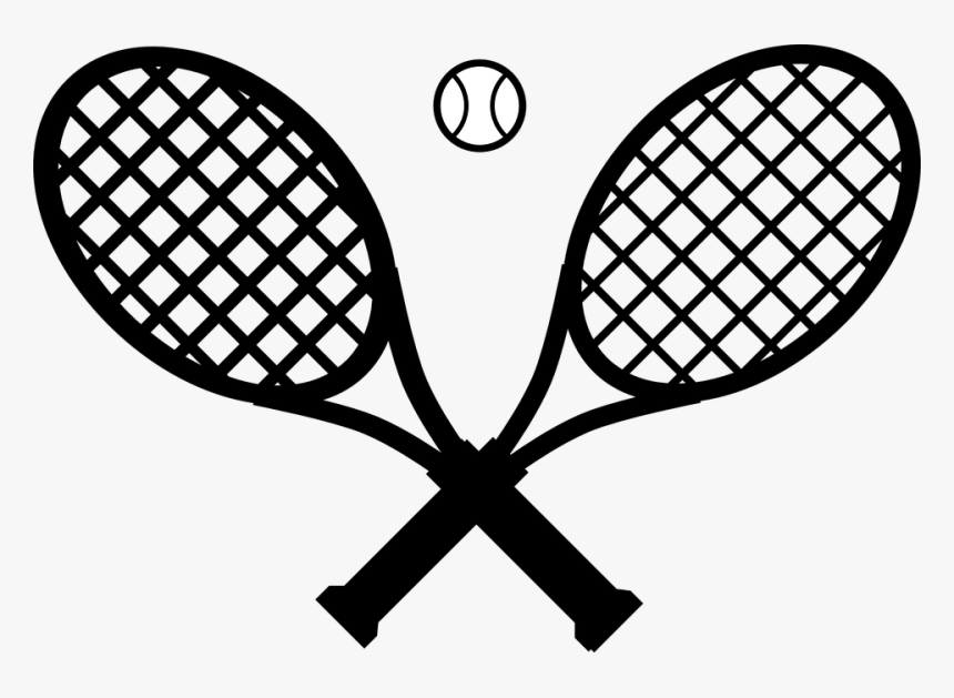 Tennis, Rackets, Ball, Crossed, Black, Sport, Game - Tennis Rackets Black And White, HD Png Download, Free Download