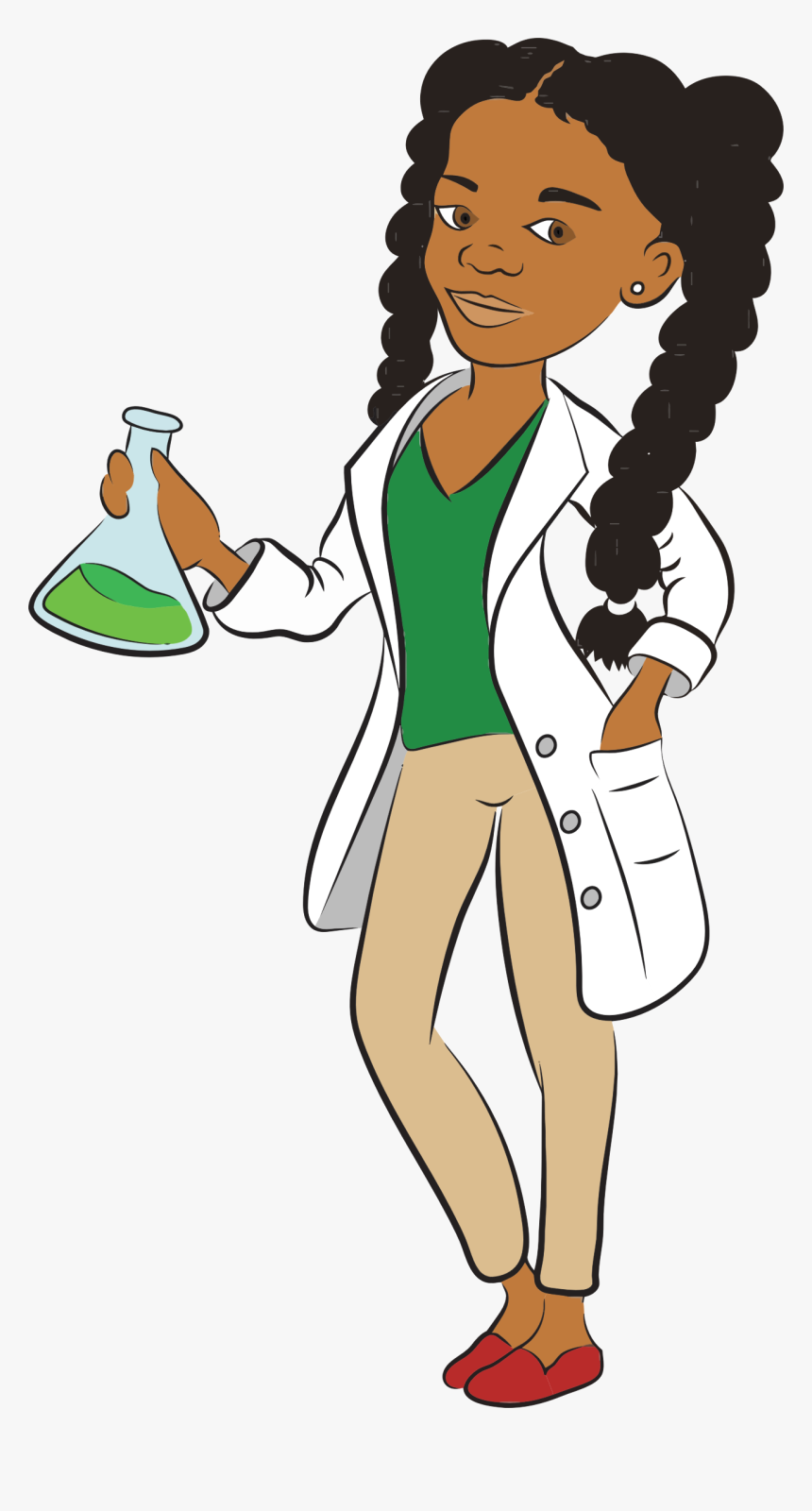 Scientist Clipart Lab Coat - Black Female Scientist Cartoon, HD Png Download, Free Download