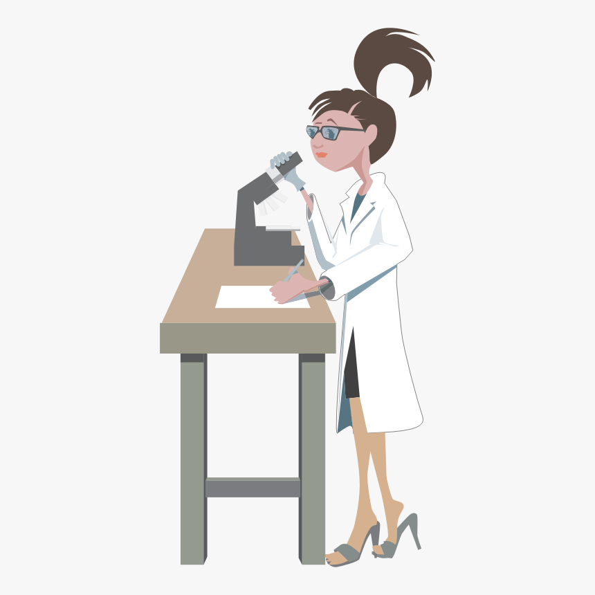 Female Scientist Doing Research - Cartoon Scientist Doing Research, HD Png Download, Free Download