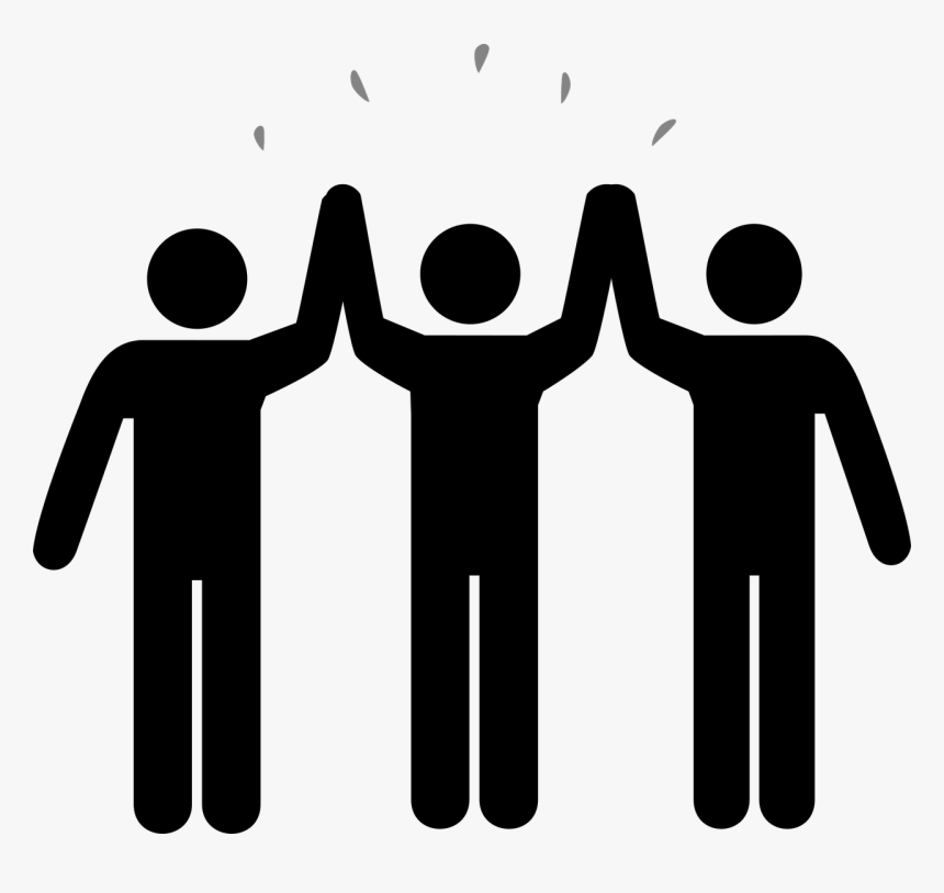 Stick People High Five Teamwork Free Picture - People Black And White Clipart, HD Png Download, Free Download