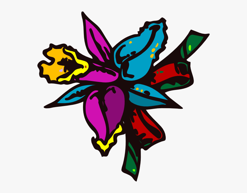 Rainbow Daffodil Svg Clip Arts - Cartoon Flowers, HD Png Download, Free Download