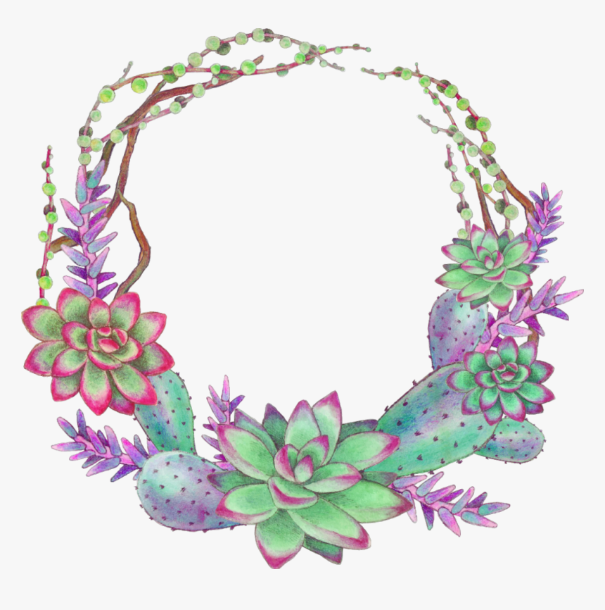 Ftestickers Scsucculent Wreath Colorful - Suculentas Png, Transparent Png, Free Download