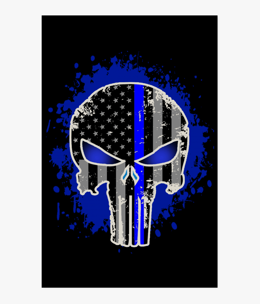 Thin Blue Line Skull, HD Png Download, Free Download