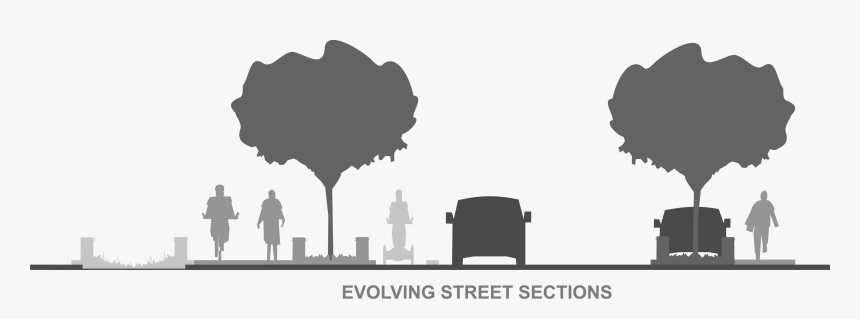 Graphic Depicting Cross Section Of Multi-modal Street - Street Section Png, Transparent Png, Free Download