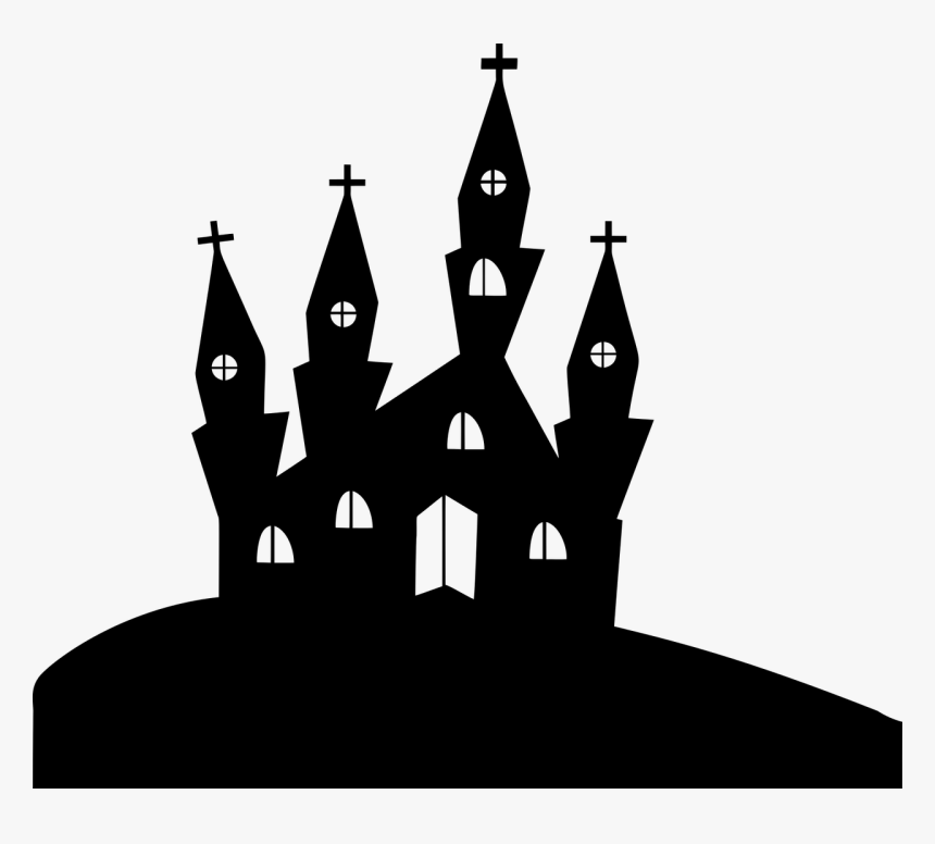 Church On A Hill Silhouette - Halloween Hill Silhouette, HD Png Download, Free Download