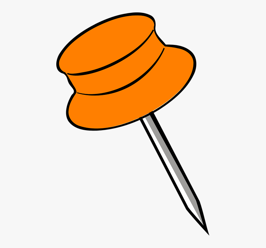 Orange Pin, Pin, Pushpin, Thumbtack, Office Supplies - Pin Clipart, HD Png Download, Free Download