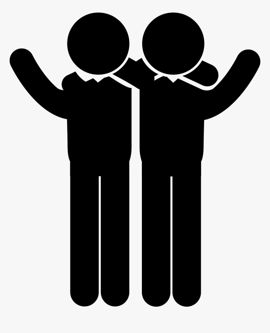 Two Men Side By Side In A Hug With Raised Arms - Symbol Of Accepting Others, HD Png Download, Free Download