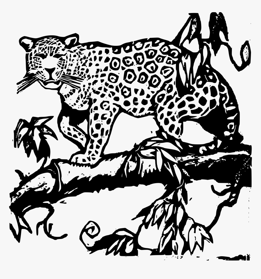 Jaguar Wood Cut Clip Arts - Jaguar Animal Clipart Black And White, HD Png Download, Free Download