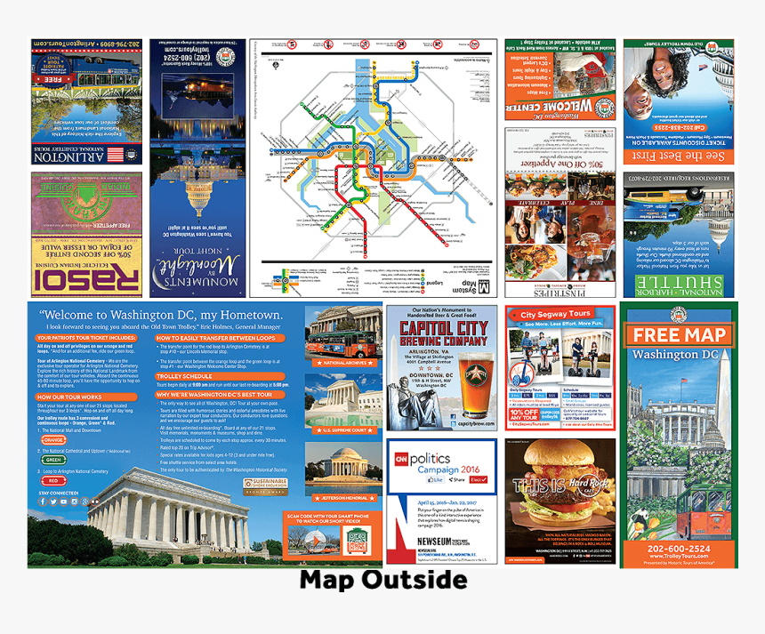 Washington Dc Free Map Brochure Outside - Tour Brochure For Washington Dc, HD Png Download, Free Download