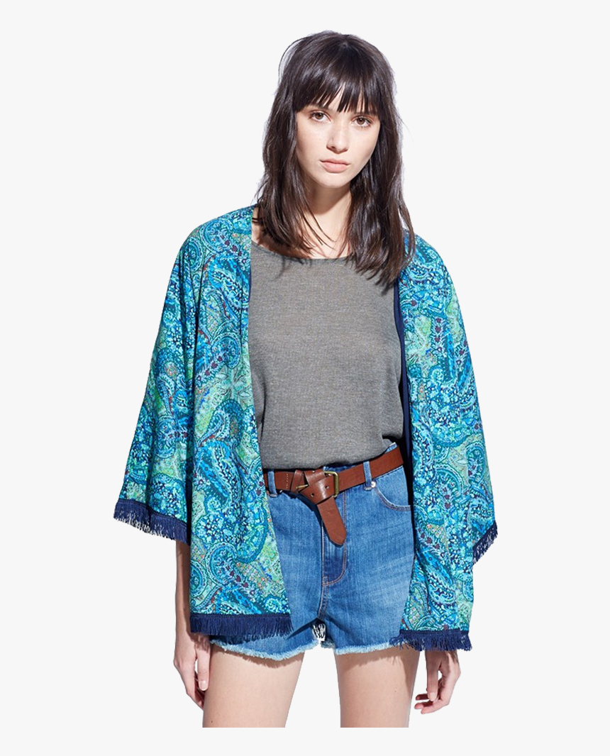 Girls Blue Shrug - Paisley, HD Png Download - kindpng