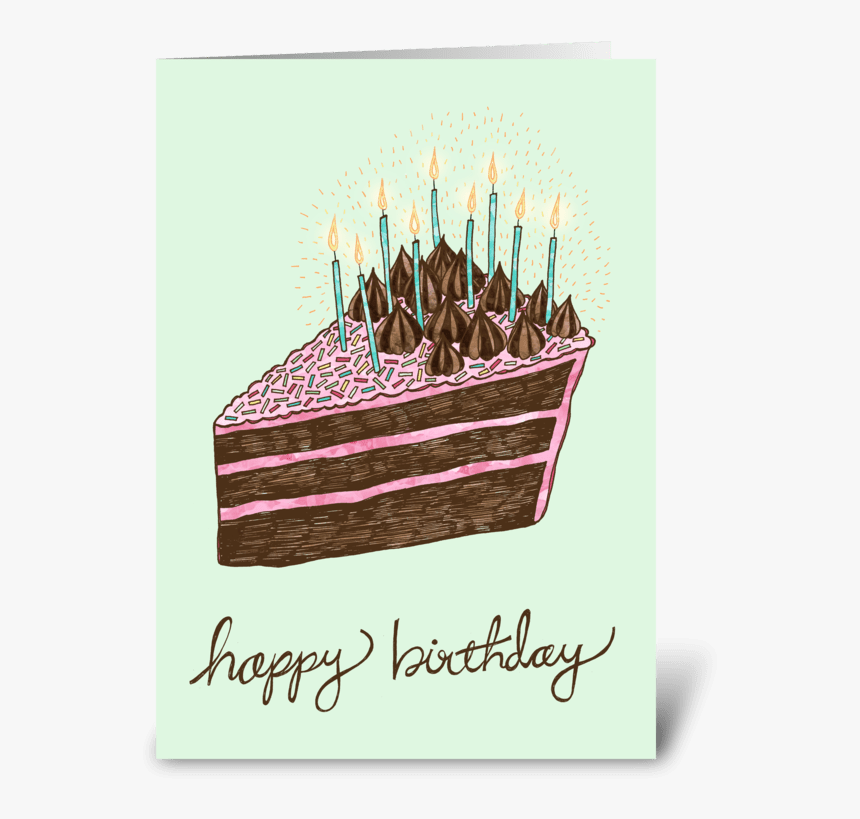 Happy Birthday Cake Slice Greeting Card - Happy Birthday Sliced Cake, HD Png Download, Free Download