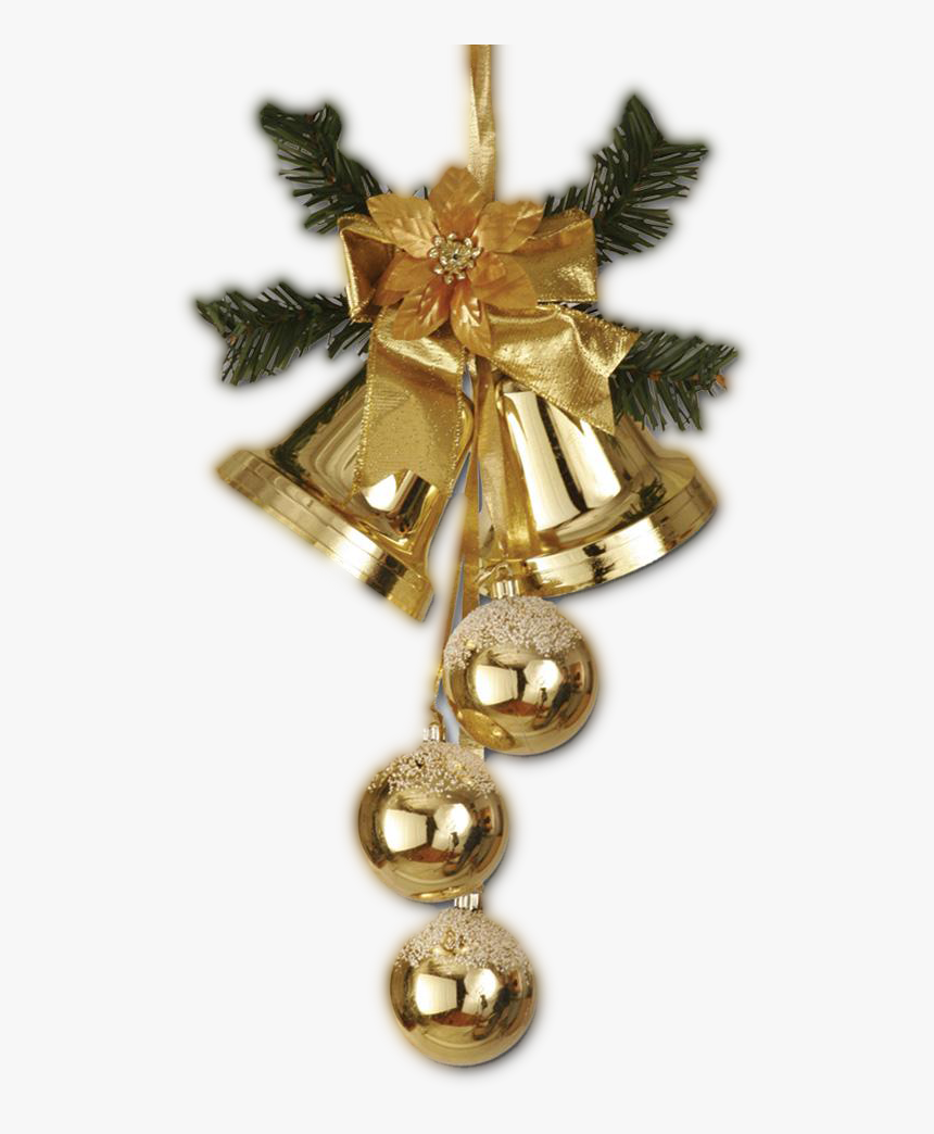 Christmas Ball With Christmas Bell - Bells Christmas Gold Png Hd, Transparent Png, Free Download