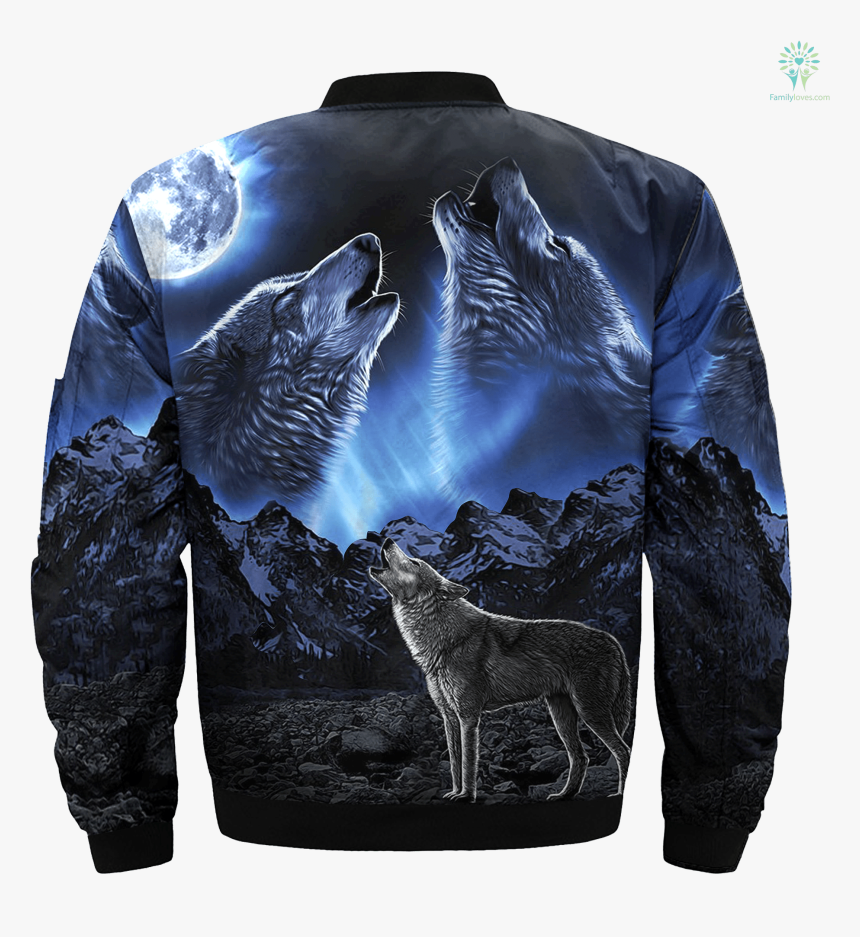 Wolves Howling Moon Over Print Bomber Jacket %tag Familyloves - Men T Shirt Design 2019, HD Png Download, Free Download