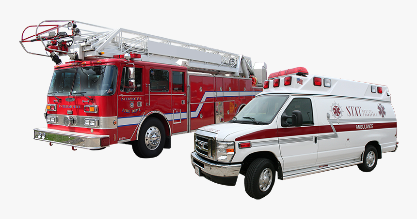 Clip Art Fire Truck Ambulance Police Car - Ambulance And Fire Engine, HD Png Download, Free Download