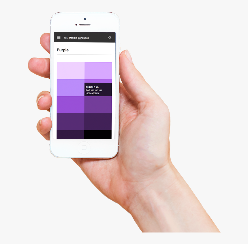 Hand Holding Mobile Phone With Ibm Design Color Swatchbook - Ibm Design Language, HD Png Download, Free Download